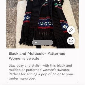 Black and Multicolor Patterned Women's Sweater